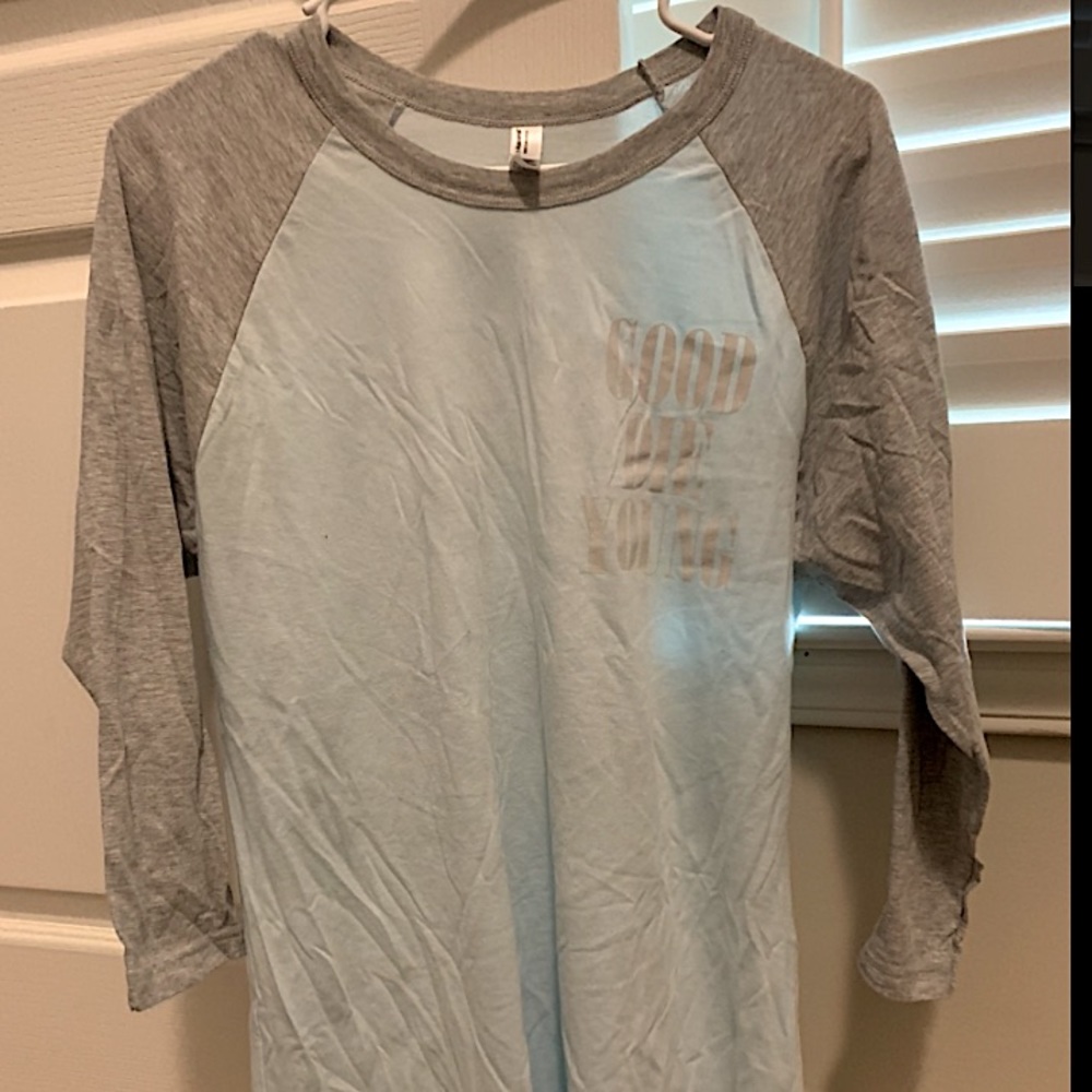 Blue and gray Assholes Live Forever 3/4 sleeve shirt